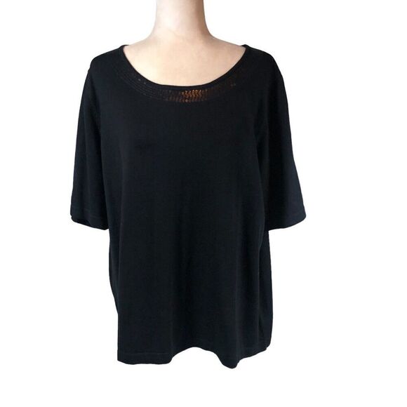 Quacker Factory Sweater Womens 3X  Black Sequined Crew Neck Elegant Sparkle - Picture 4 of 11